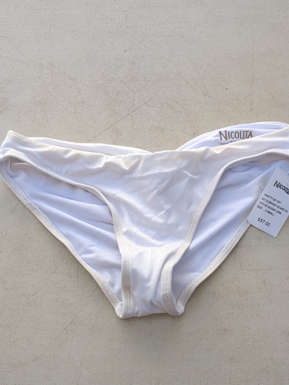 Nicolita Solid White Bikini Bottom